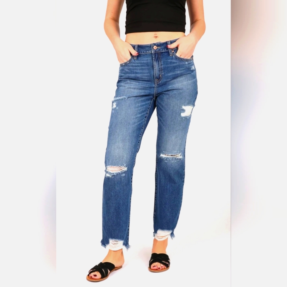 Rewash Women's 27/5 High Rise Straight Leg Blue Jeans